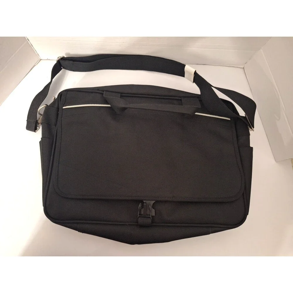 Soren Black Canvas Briefcase Messenger Security Fast Pass Laptop Bag -NEW
